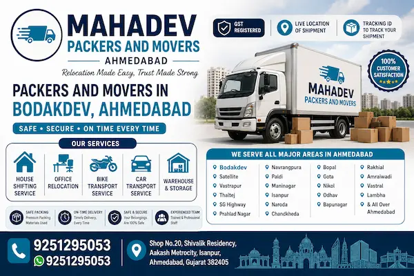 Packers and Movers in Bodakdev Ahmedabad