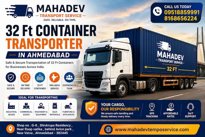 32 Ft container transporter in Ahmedabad on road