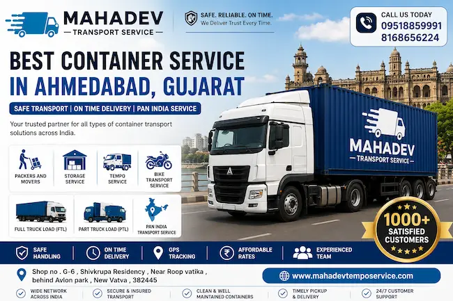Best container service in Ahmedabad, fleet ready for dispatch
